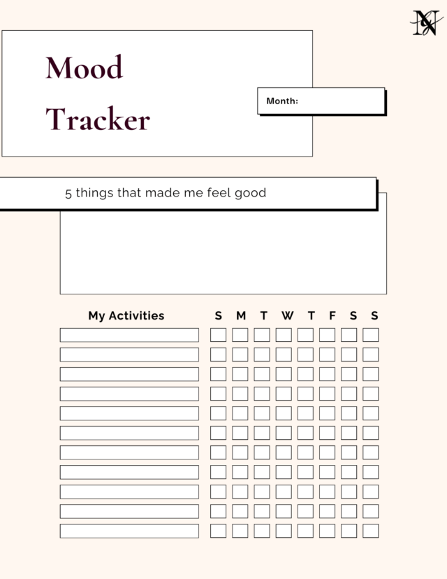 Free Monthly Mood Tracker Printable including January